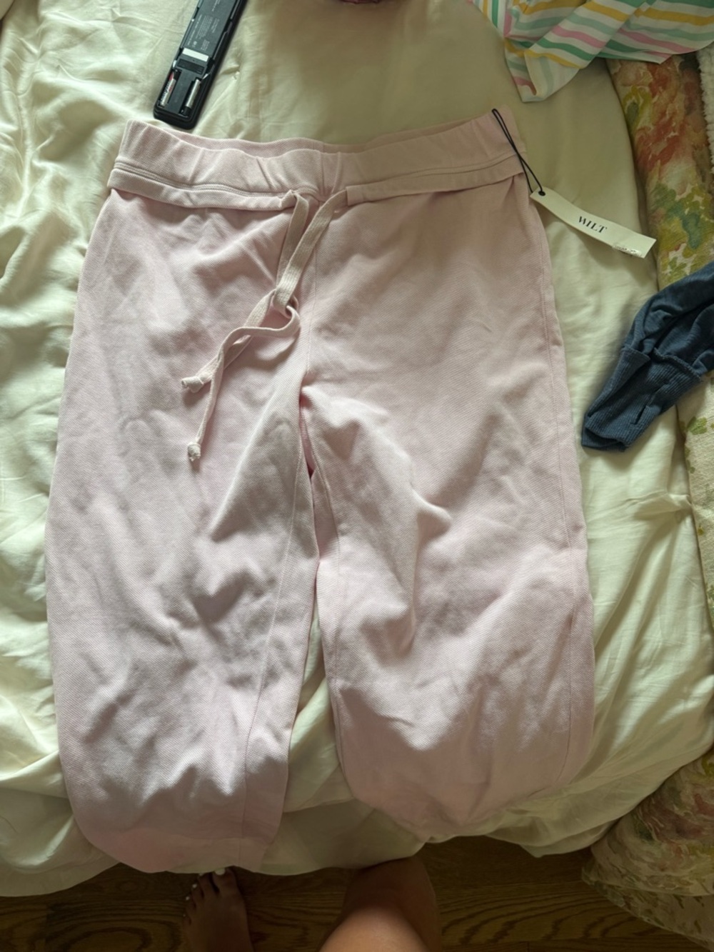 Wilt Blush Pink Textured Knit Pants
